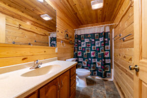 Bathroom with shower and sink